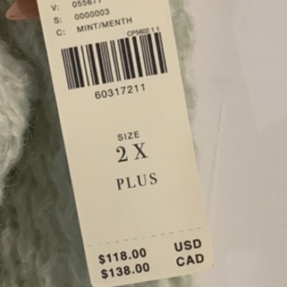 Anthropologie Maeve Mint Green Wool Dionne Bell-Sleeved Plus Size Sweater 2X - Picture 13 of 16